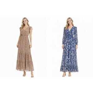 2 Women’s Floral Maxi Dresses BB Dakota S & SHEIN Fairy Romance Boho Bundle EUC